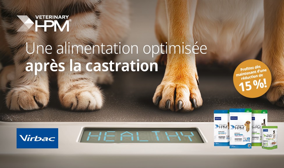 Action : 15% de rabais sur les aliments pour chiens et chats VIRBAC VETERINARY HPM chez iPet.ch
