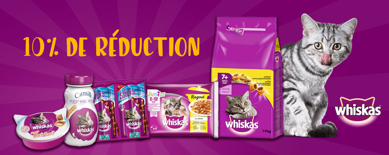 Whiskas aliments pour chats - 10% de rabais chez iPet.ch