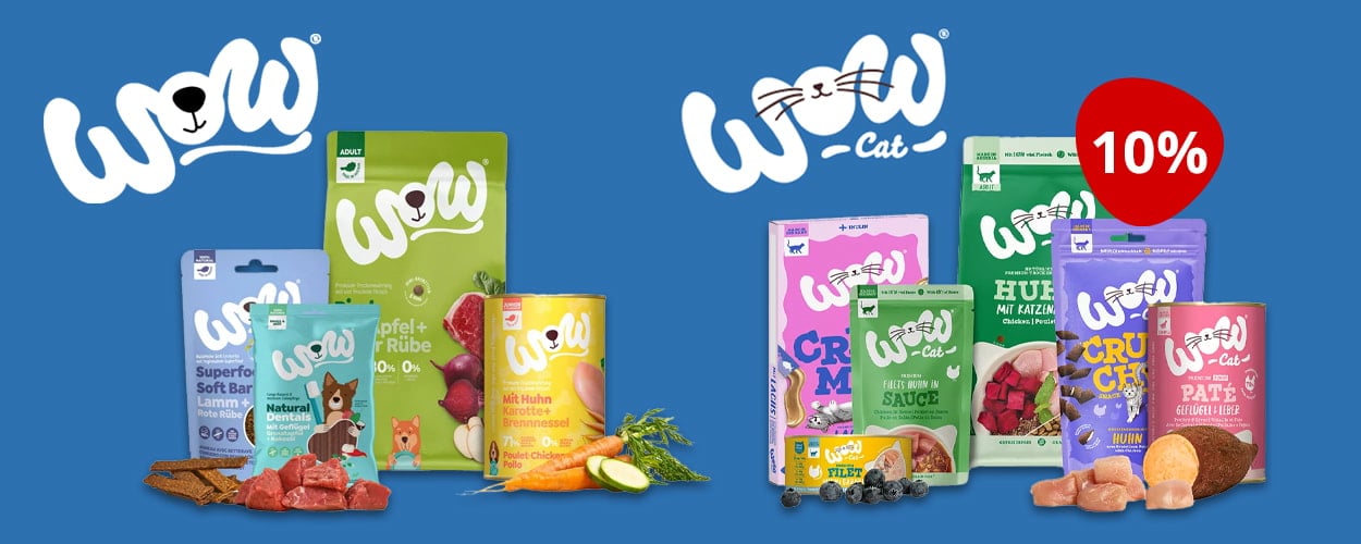 Aktion: 10% Rabatt auf WOW Hundefutter, Katzenfutter und Snacks bei Ihrem Tierfutterspezialisten iPet.ch